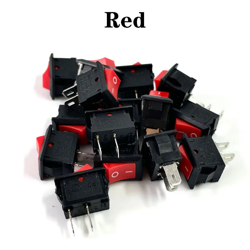 15pcs Mini Rocker Switch SPST Black and Red Snap in Switches Button AC 250V 3A / 125V 6A 2 Pin I/O 10*15mm On-off Switch Rocker light switch with remote Wall Switches