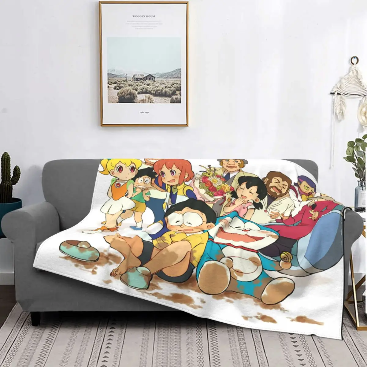 

Doraemon Blanket Fleece Autumn/Winter 70s Anime Japan Multi-function Super Warm Throw Blankets for Bed Bedroom Bedspread