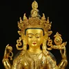 8" Chenrezig Kwan-yin 4 arms guanyin Divinity Buddha Statue pure Bronze gilt & 6