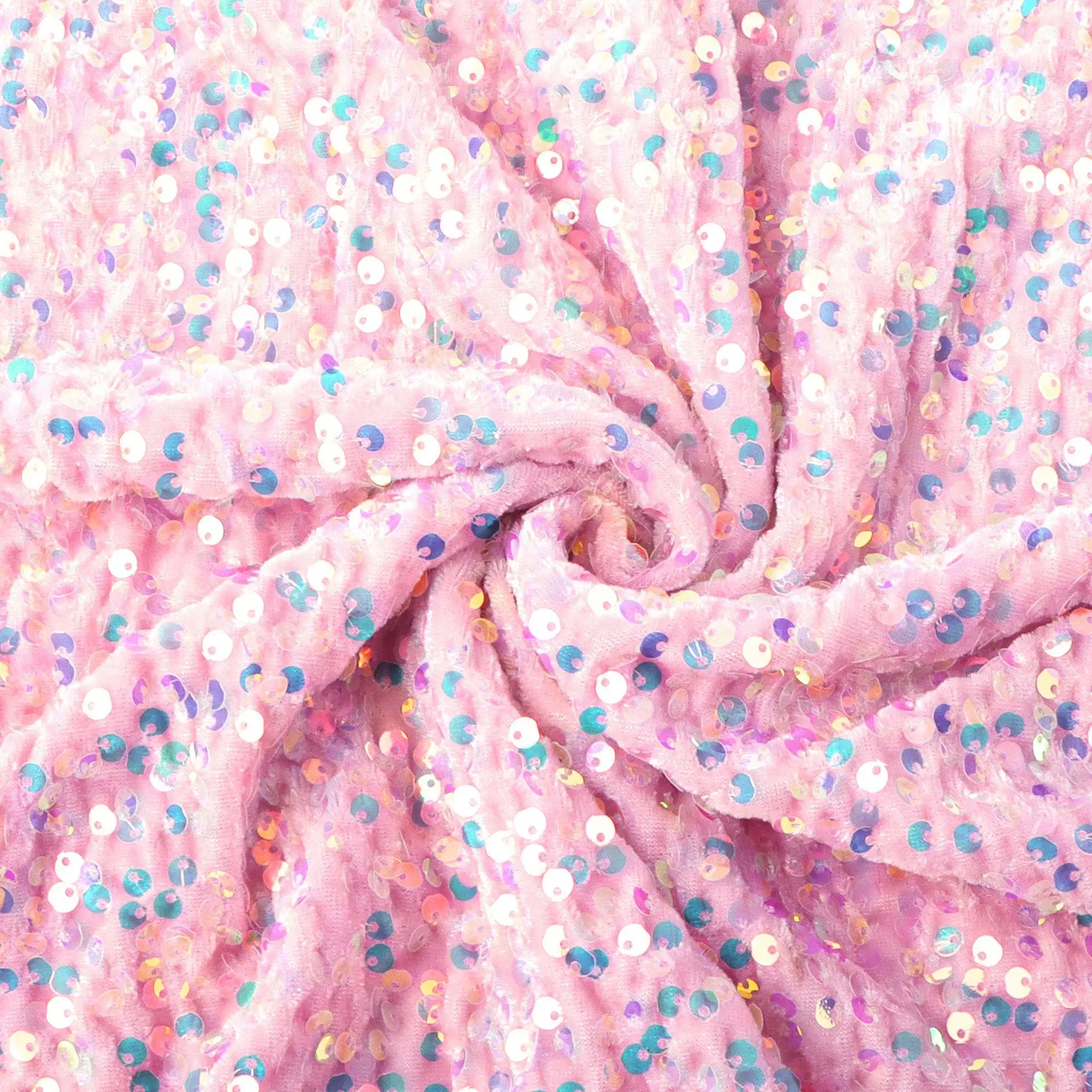 Vibrant Orange Pink Stretch Velvet Sequin Fabric for Apparel and Decor Projects