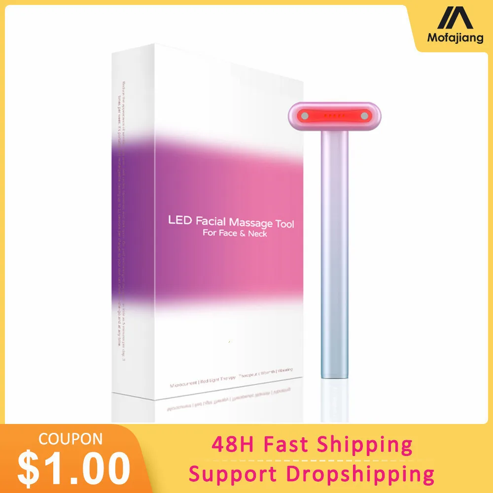 Led Rf Beauty Device Ems Microcurrent Face Massager Red Light Therapy