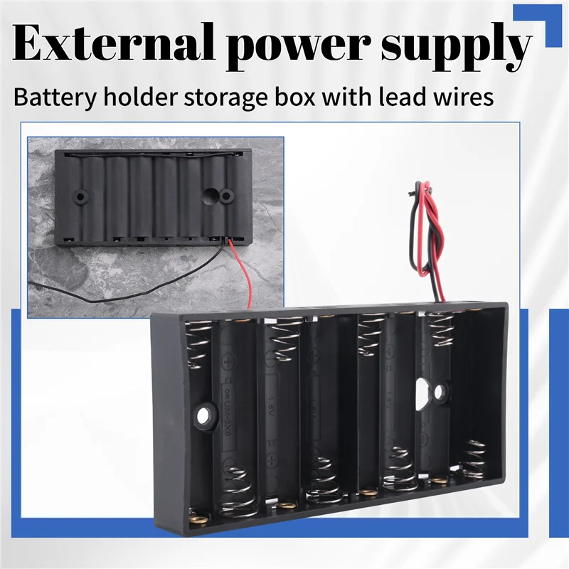 AA60-신형 플라스틱 8 X 1.5V AA 2A 셀 배터리 홀더 보관함 표준 12V 케이스 리드 와이어 포함