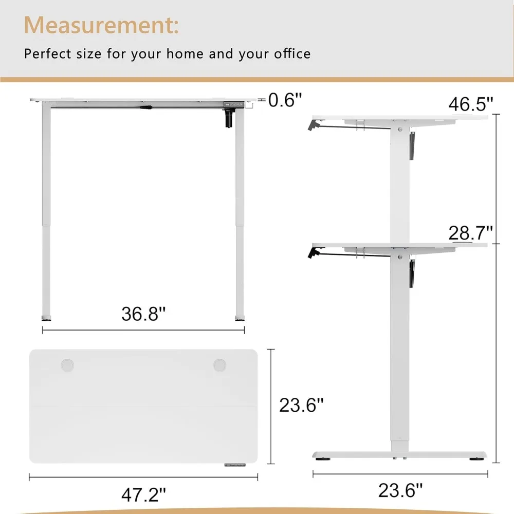 Height Adjustable Electric Standing Desk, Adjustable Desk with Memory Controller, 48" x 24", Computer Desks 3