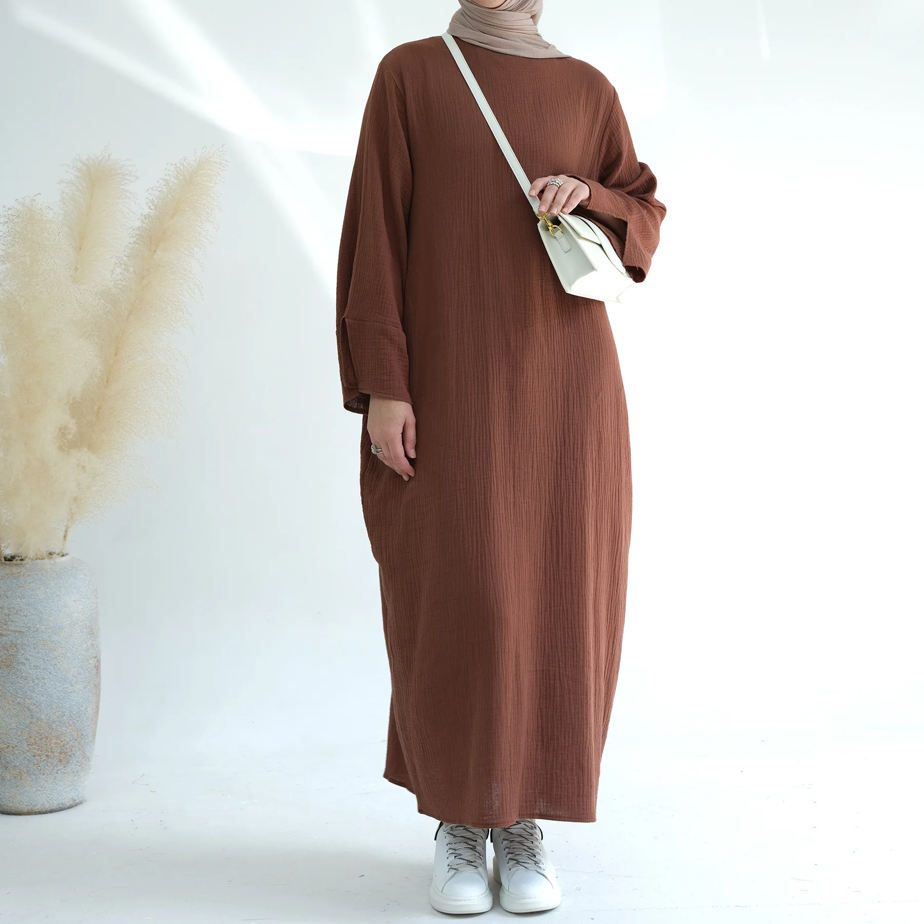 Autumn Abaya for Women Cotton Casual Islamic Long Dress Loose Hijab Robe Muslim Dubai Turkish Modest Kaftan Ramadan Eid