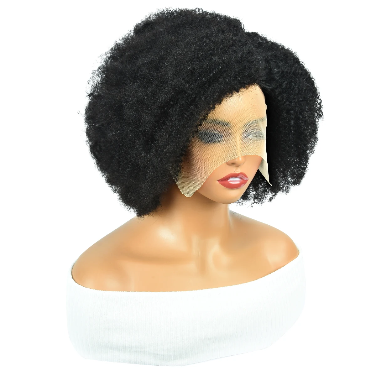 14" 180% Afro Kinky Curly Human Hair Wigs Kinky Curly Lace Closure Wigs Brazilian Remy T Lace Front Wigs Transparent HairUGo_voghion.com