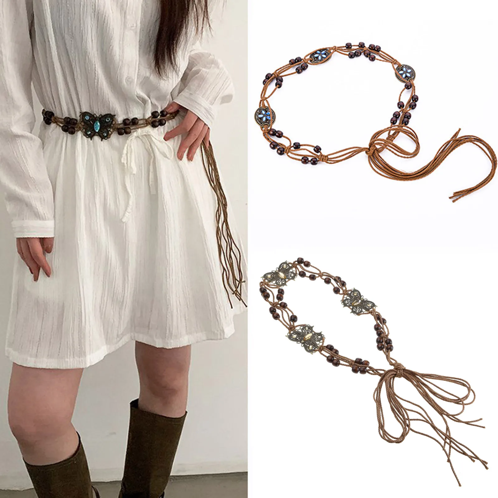 

All-Matched Woven Belt Bohemian Ladies Waist Belt Women Cotton Rope Korean Decorative Women Girls Casual Waist Chain