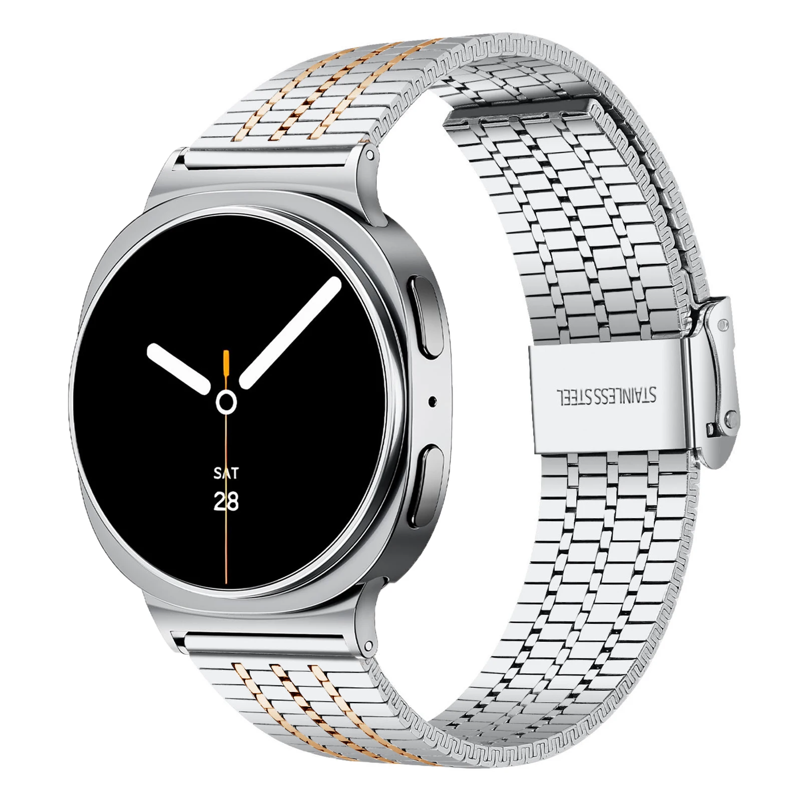 Stainless Steel Seven-Bead Strap with Double Safety Buckle