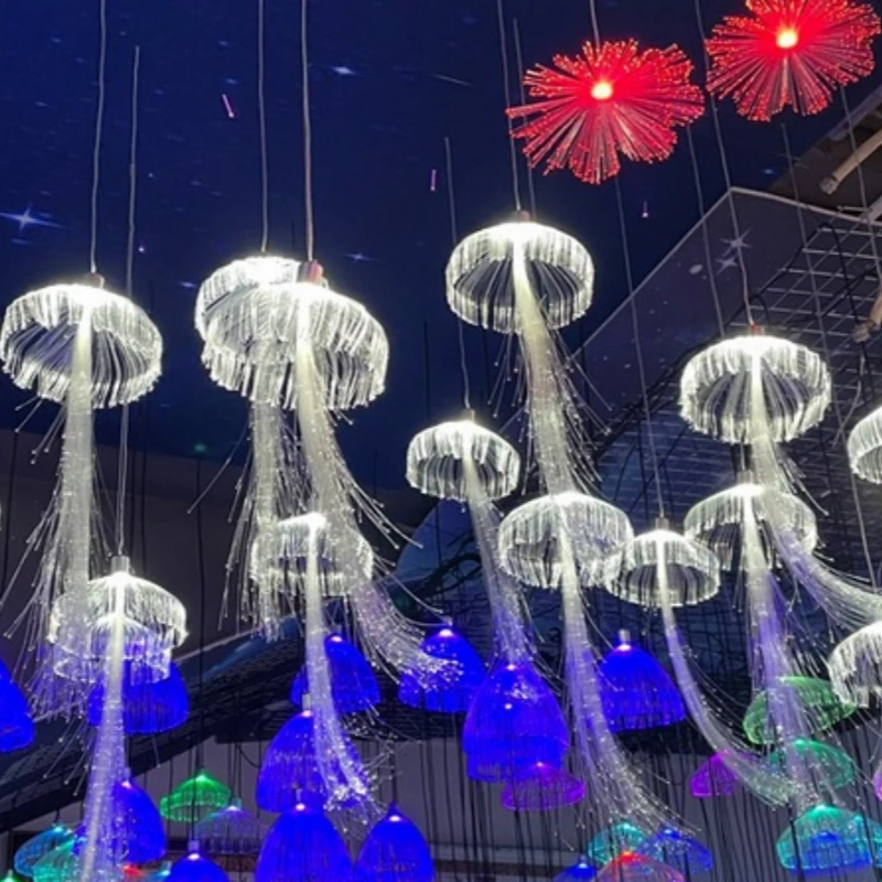 Color White Warm Fiber Optic LED Jellyfish Strip Pendant Pendant Light Christmas Park Landscape Lighting