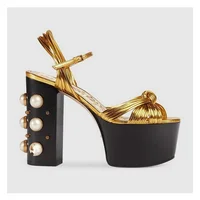 Luxury Brand Women's Summer Fashion Metal Platform Sandals Large 34-42 Super High Heel Thick Bottom Rivet Party Women's Shoes - Image 3