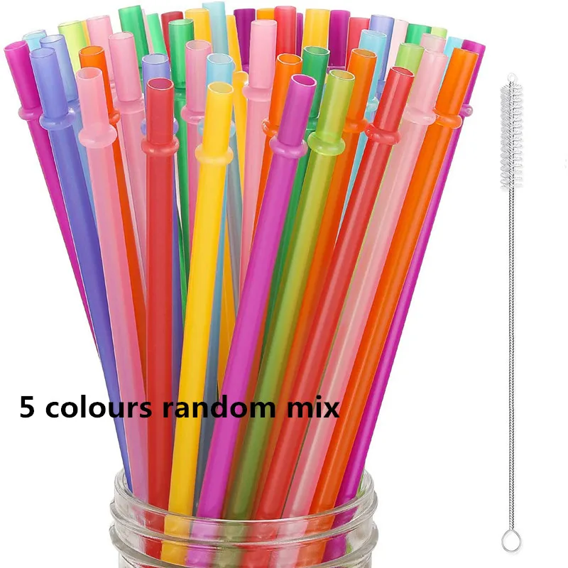 20pcs Mix Colours Spiral Stripes Hard PP Plastic Straw Reusable Drinking  Straws with Cleaning Brush for