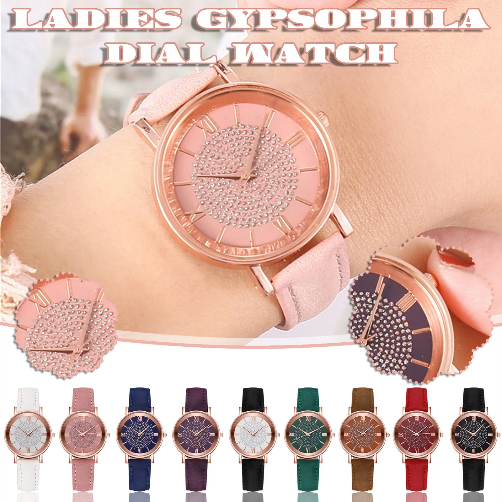 

Minimalist Fashion Net Red Gypsophila Watch 2021 New Design Leather Ladies Sun Pattern Roman Scale Quartz Watch Free Shipping