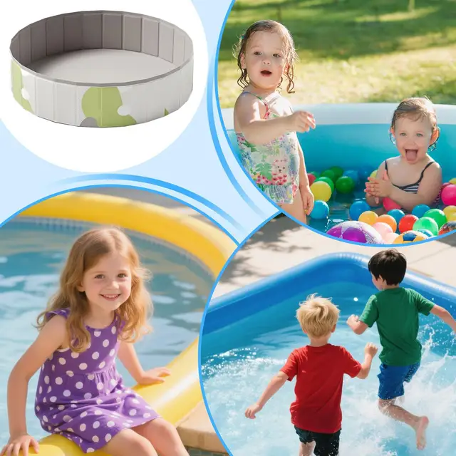 Foldable Kids Pool Pet Puppy Foldable Swimming Pool Quick Setup Children Easy Storage Outdoor Fun Pets Bath Tub for Playtime 5