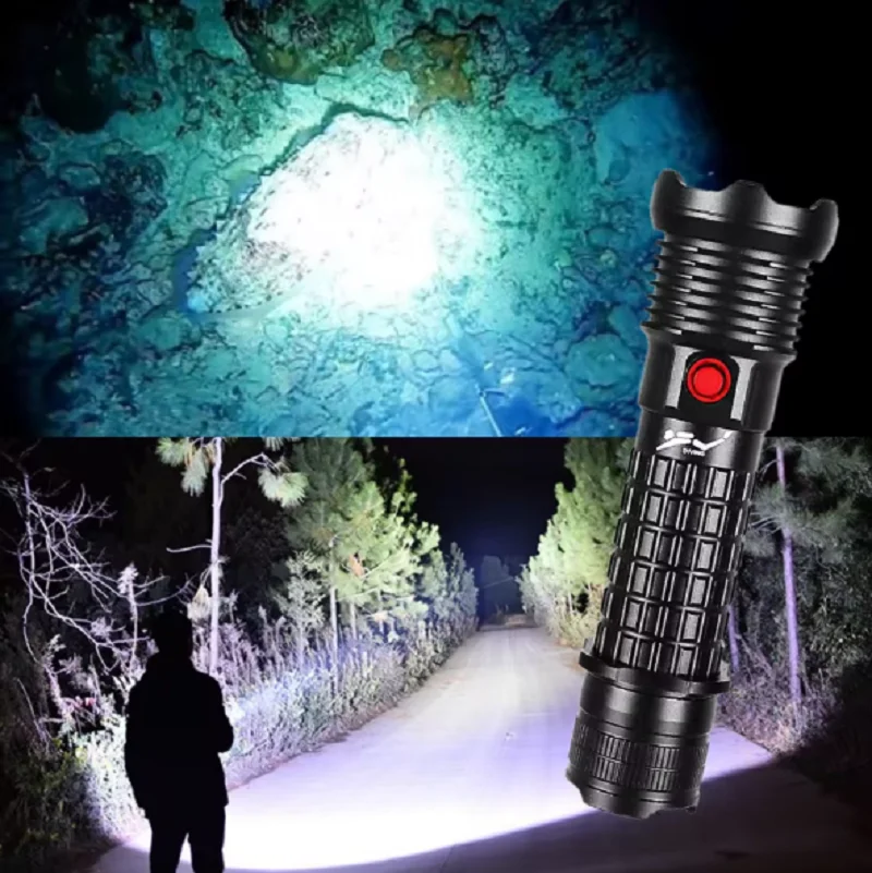 전문 스피어피싱 수중 사냥 스쿠버 다이빙 9900루멘 다이빙 플래시라이트 XHP360 LED 다이브 라이트 26650 토치 수중 손전등
