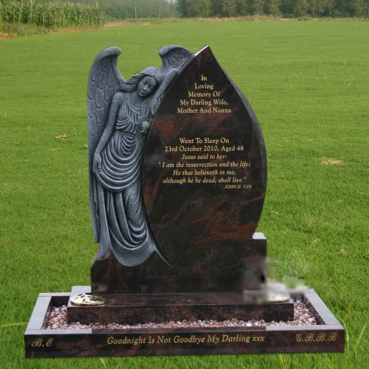 Pure Hand Carved Natural China Black Stone Granite Headstone and Tombstone