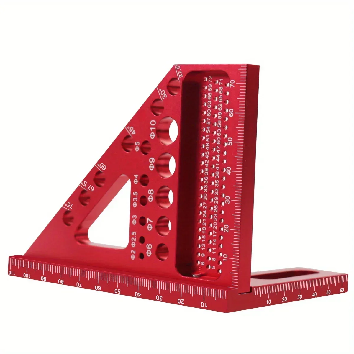 3D Multi-Angle Metric Measuring Ruler, 45/90 Degree Aluminum Alloy Square Protractor, High Precision Layout Measuring Tool
