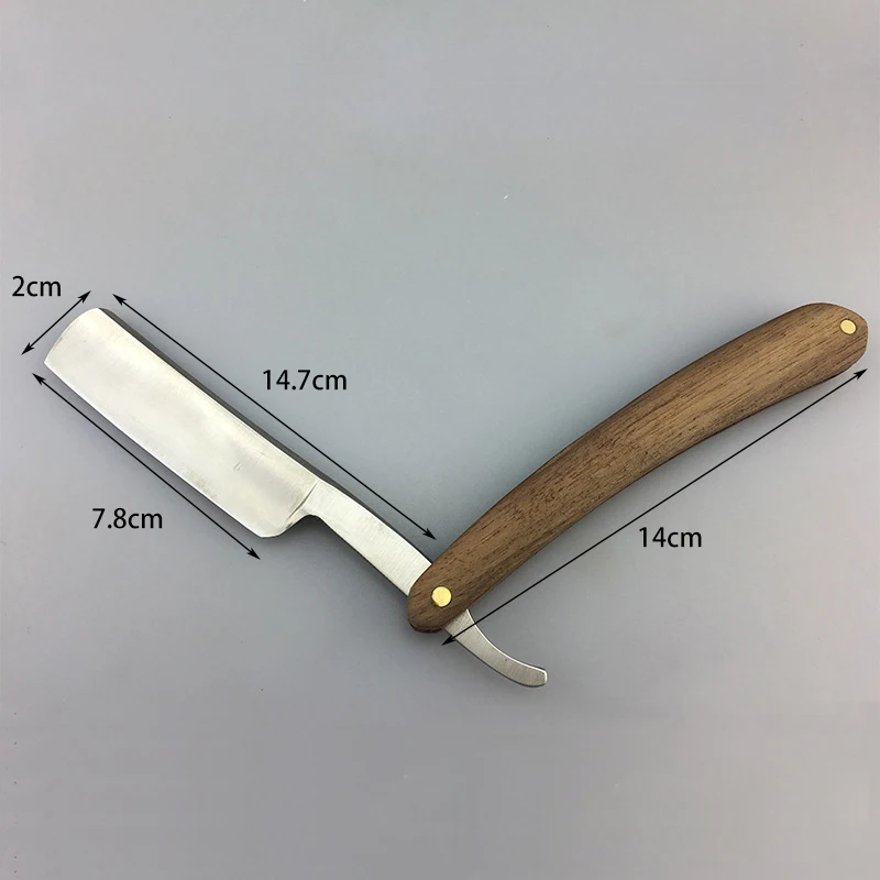 남성용 천연 너도밤나무 손잡이 일자 면도칼 탄소강 날 수동 이발사 면도기 (미용사용)