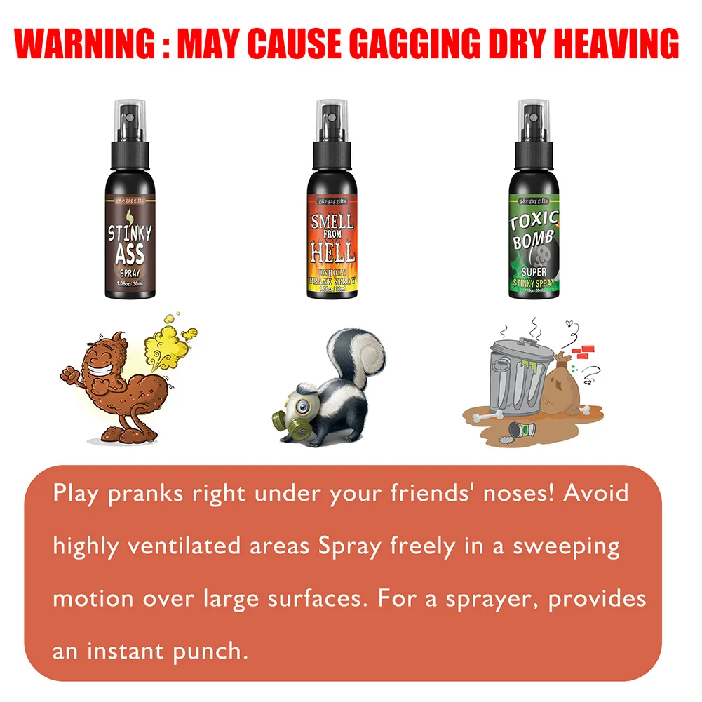 30ml Fart Gag Spray Prank Joke Plastic Liquid Fart Gag Party Supplies  Stinky Fart for Adults Kids Non Toxic Halloween Funny Toys