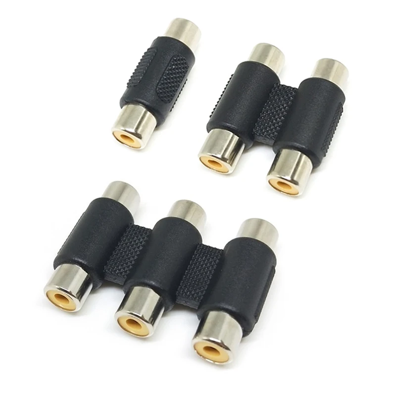 2PCS-Audio-Video-2-Rca-3-rca-female-to-RCA-2rca-3rca-female-straight ...