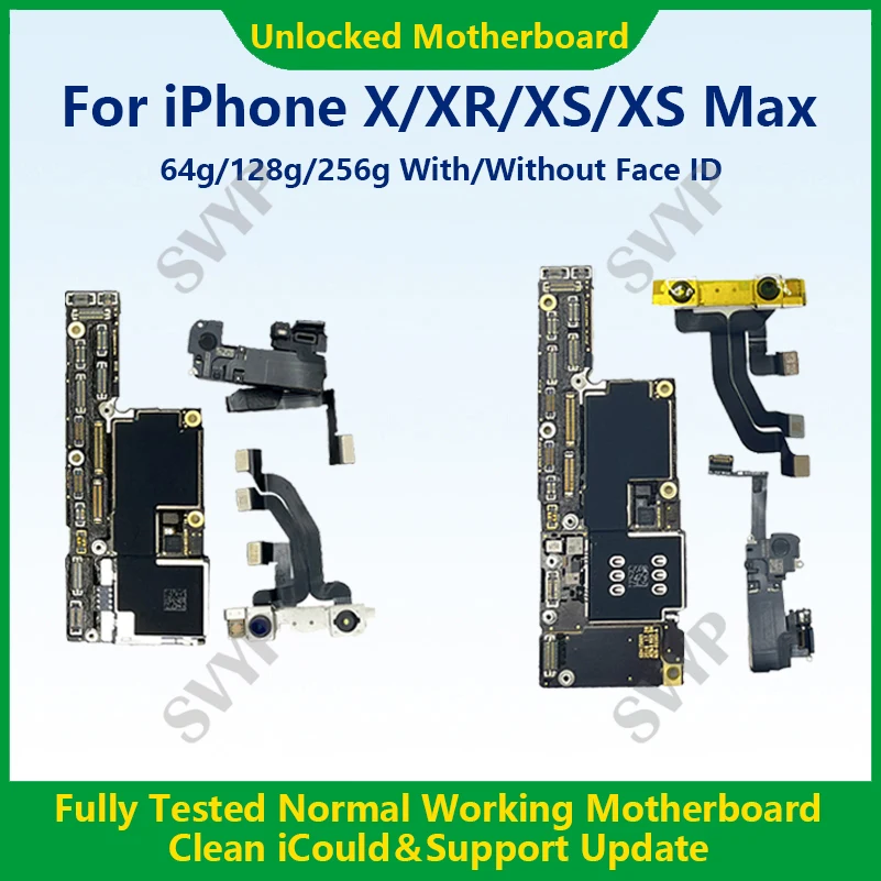 Working Mainboard For iPhone X/XR/XS Max Face ID Fully Tested Cleaned iCloud And Unlocked Motherboard