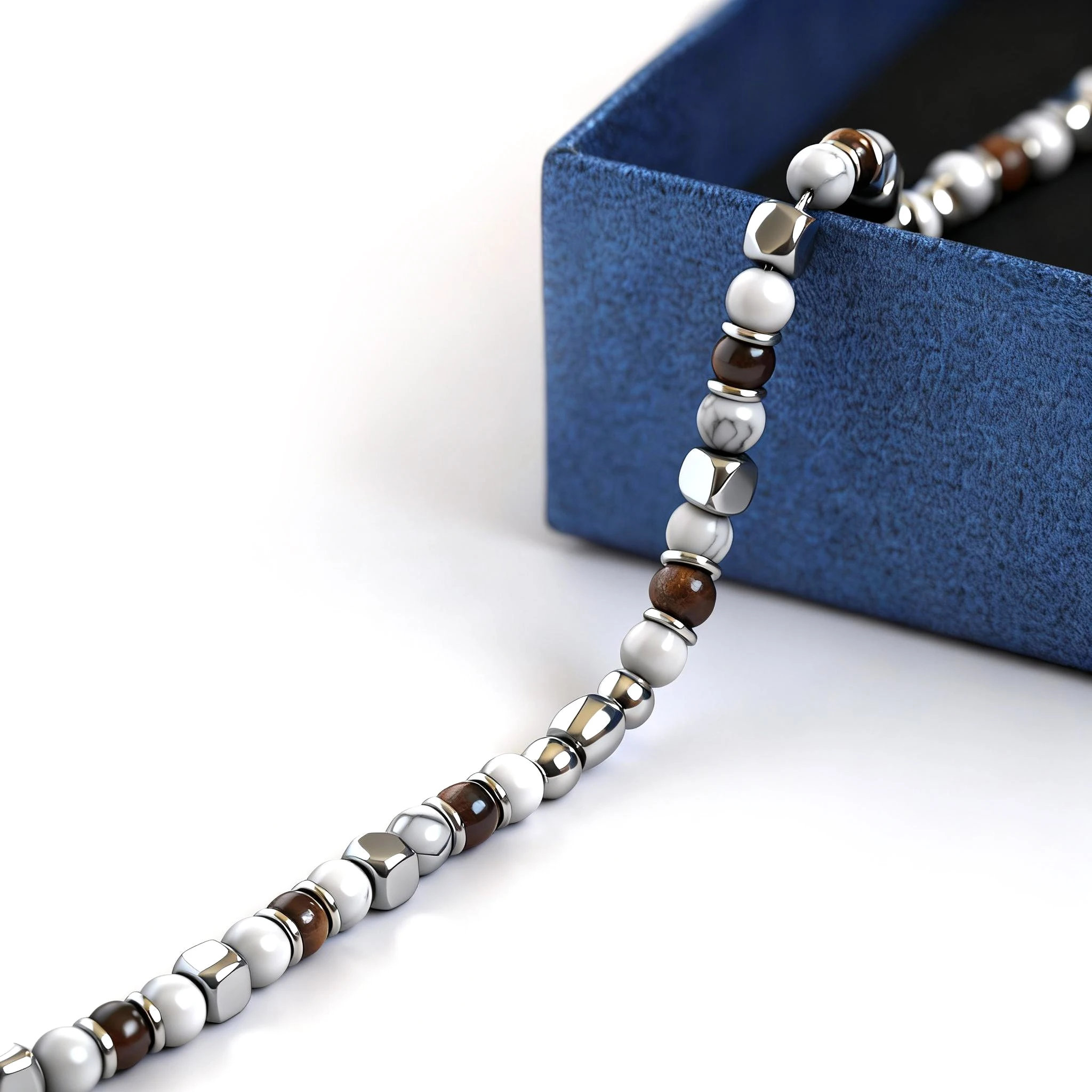 Runda Herren-Armband mit verstellbaren Perlen, Runda-Naturstein, gemischter handgefertigter Schmuck – Detail 7