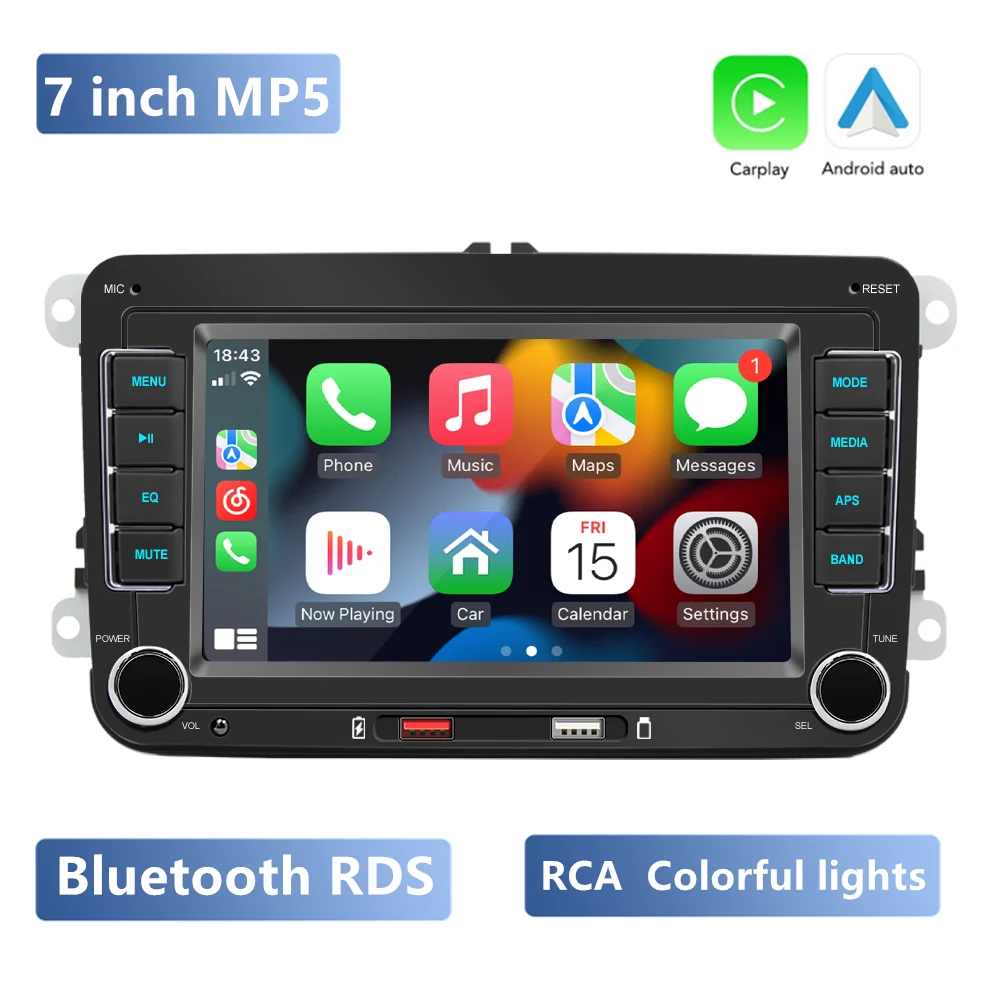 Android Radio de coche Carplay para VW Volkswagen Jetta Passat Golf Polo 7 "estéreo de coche GPS Wifi FM receptores de Audio reproductor Multimedia
