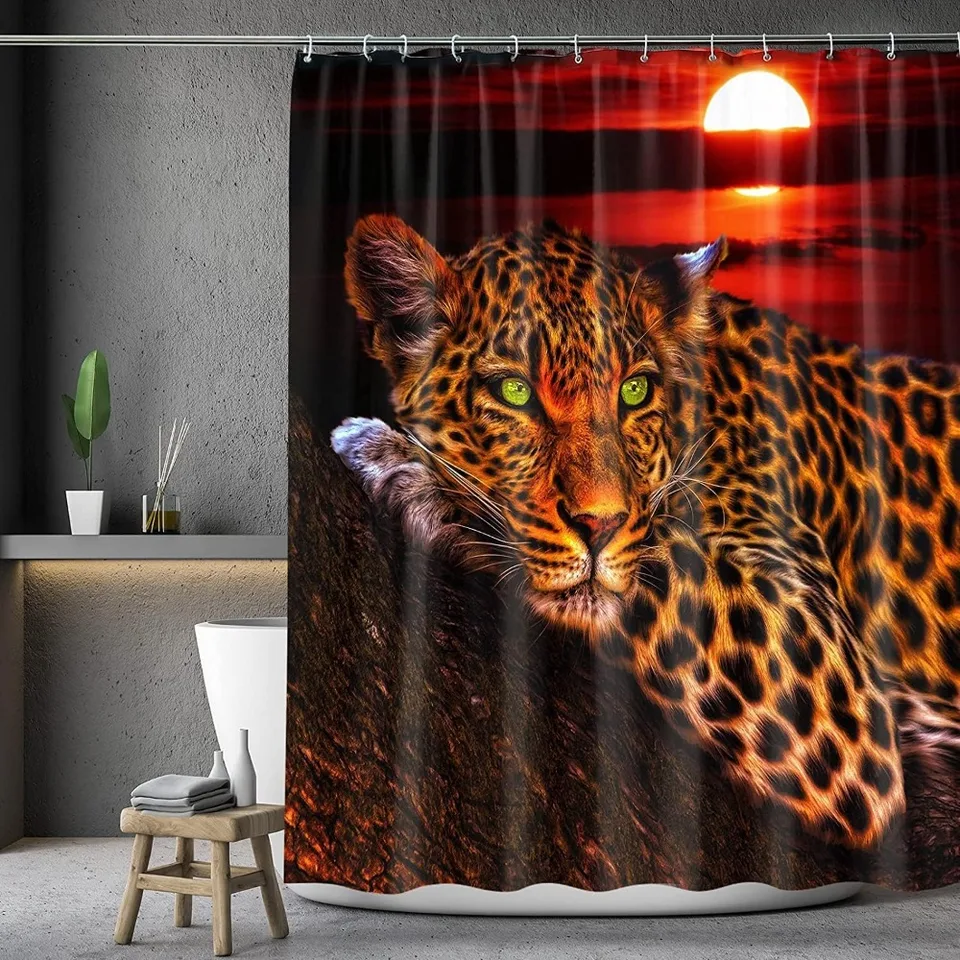 African Inspired Waterproof Shower Curtain Set