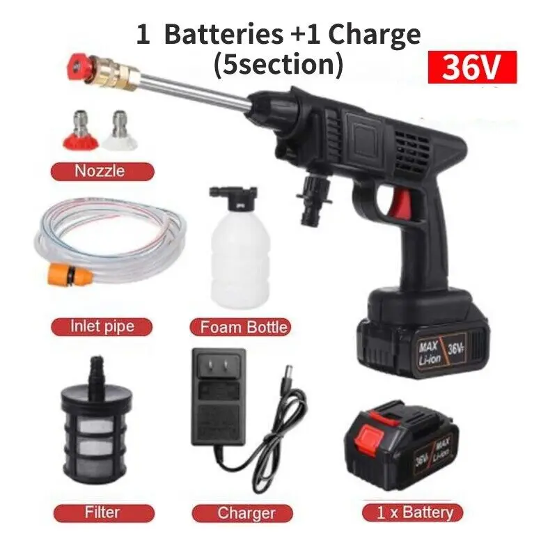 

1500W Electric High Pressure Washer Rechargeable Car Wash Gun Cordless Electric Water Gun Foam Machine for Makita 36V Battery