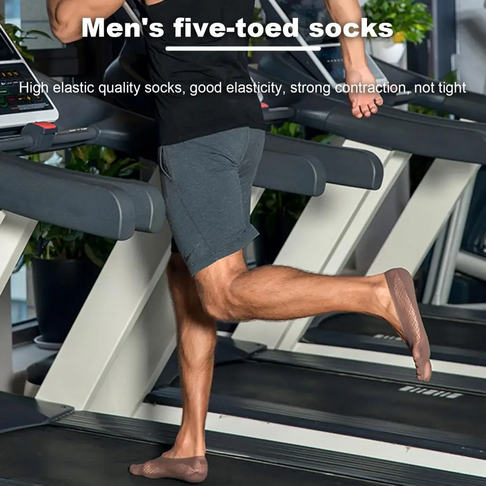 1 Pair Men Toe Socks Soft Elastic Five Finger Socks Breathable Athletic Running Anti-slip Invisible Low Cut Yoga
