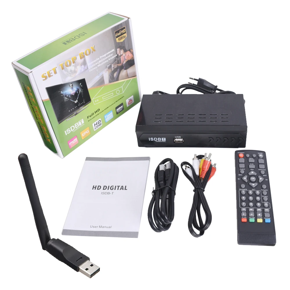 Digital TV Decoder ISDB-T For Chile 1080P HD Terrestrial Set Top Box HDMI and RCA Supports Smart TVs or old TVs