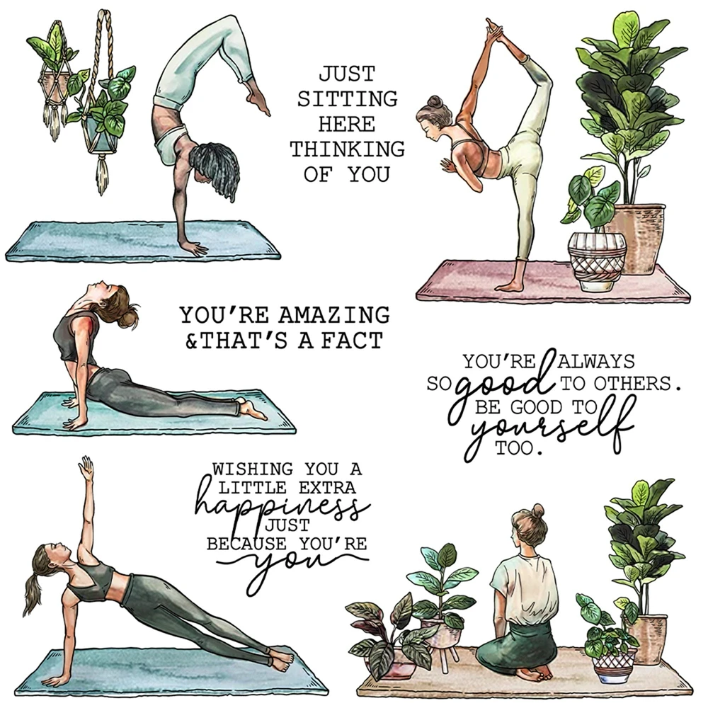 Metal Cutting Die/Clear Stamp Healthy Sporting Yoga Women DIY Crafts Card Album Making Scrapbooking Stencil