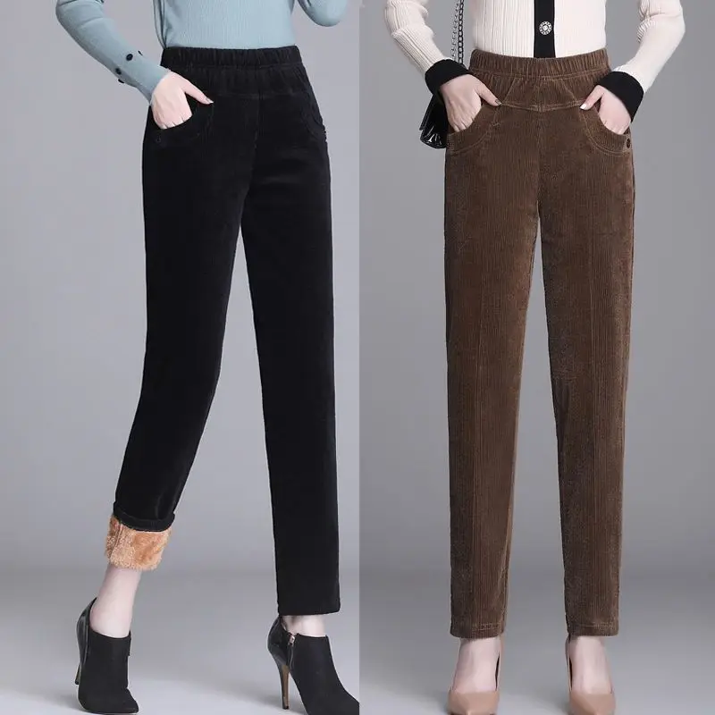 

Corduroy Wide Leg Pants Women Solid High Waist Casual Sweatpants Vintage Korean Loose All Match Straight Trousers New S31