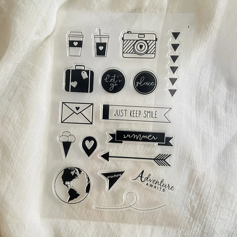 planner camera cup Clear Stamp Transparent Silicone Stamp Seal Sheet For Scrapbooking Photo Album Decoration