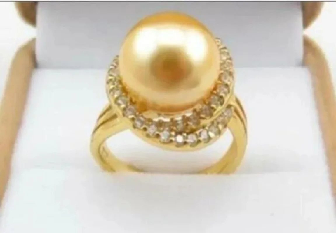 

11-12MM NATURAL SOUTH SEA GENUINE Gold PEARL YELLOW ADJUSTABLE RING