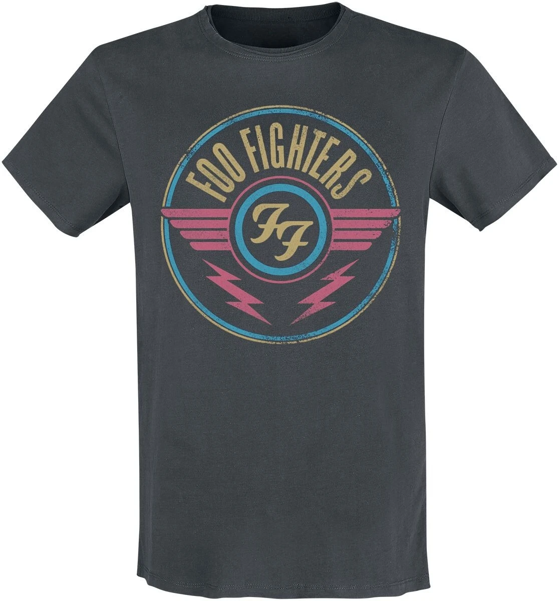 Foo Fighters FF Logo Retro-Emblem-Print Baumwoll-T-Shirt Alternative Rock Streetwear Unisex Rundhals-Kurzarm-T-Shirt