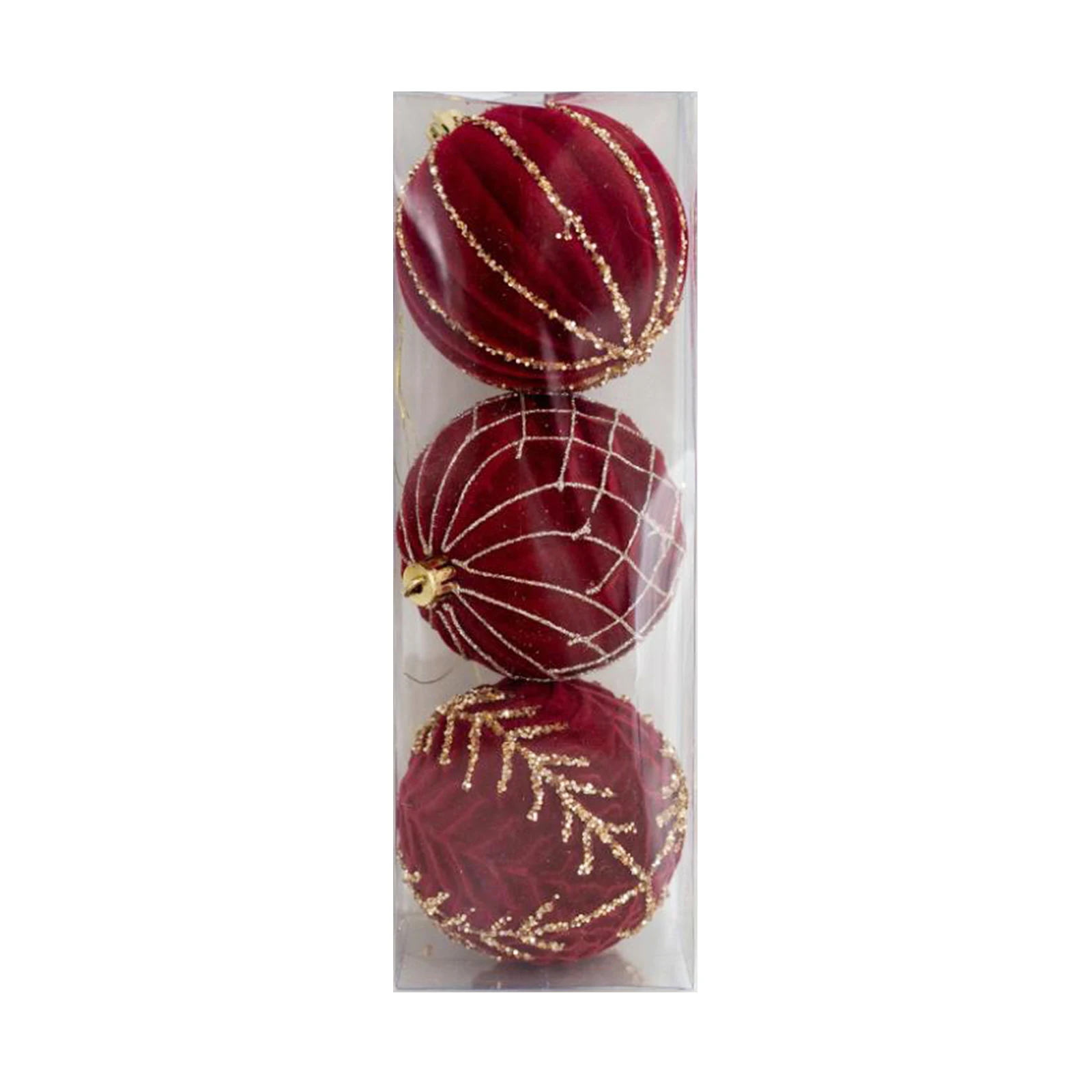 thumbnail image 1 of Juego de adornos de bolas decorativas navideñas, 3 piezas de bolas de árbol de Navidad con lentejuelas de felpa brillante, 1 of 5
