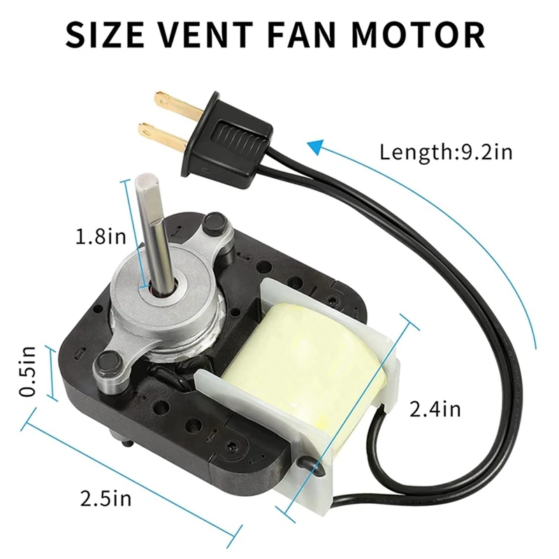 Bathroom Exhaust Vent Fan Motor Complete Kit Universal Parts For Broan Nutone C01575 50 CFM 120V Uppco US Plug