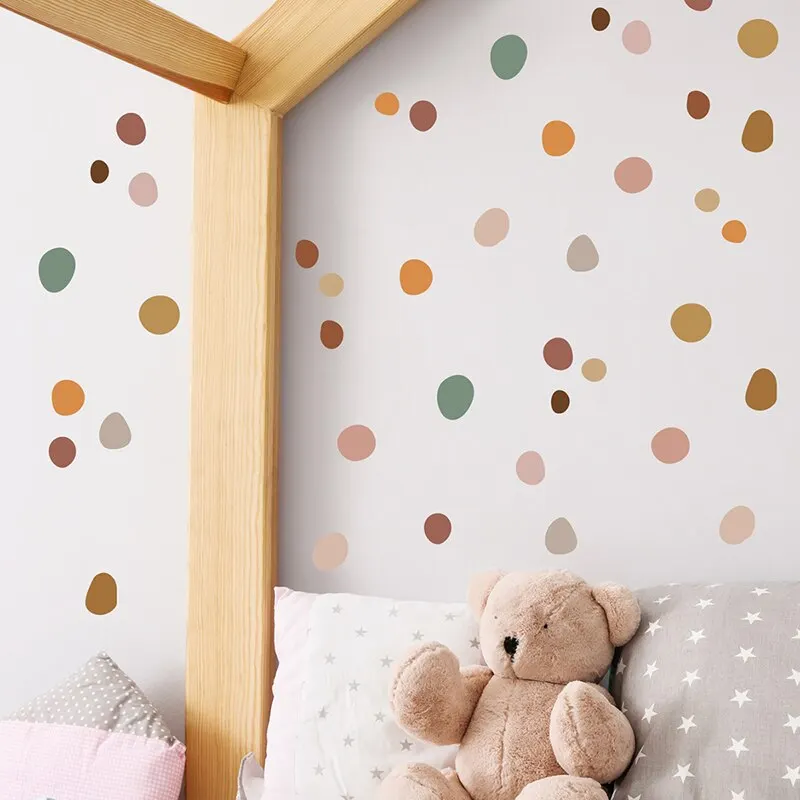 42Pcs Bohemia Style Irregular Circle Stones Wall Stickers for Waterproof Removable PVC Kids Room Kindergarten Home Decoration