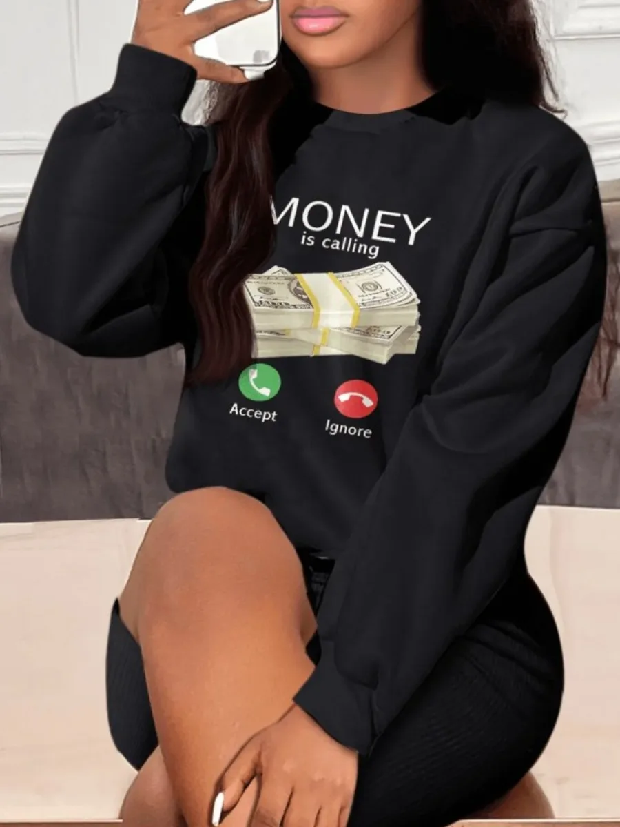 Sudadera con estampado de letras de dinero BOLUBAO, sudaderas con capucha de marca de moda para mujer, nuevas sudaderas con capucha casuales de primavera y otoño, sudaderas con capucha superiores, sudadera