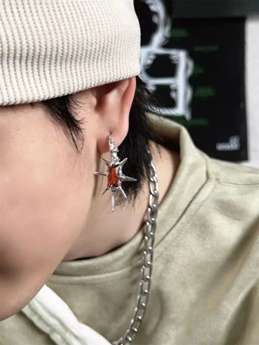 Punk Sweet Cool Diablo Liquid Gem Earrings Original for Men and Women Street High end Luxury Charm Jewelry Trend