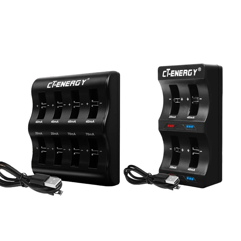8-Slot Smart Charger for Li-Ion Coin Cells - Travel Portable Charger