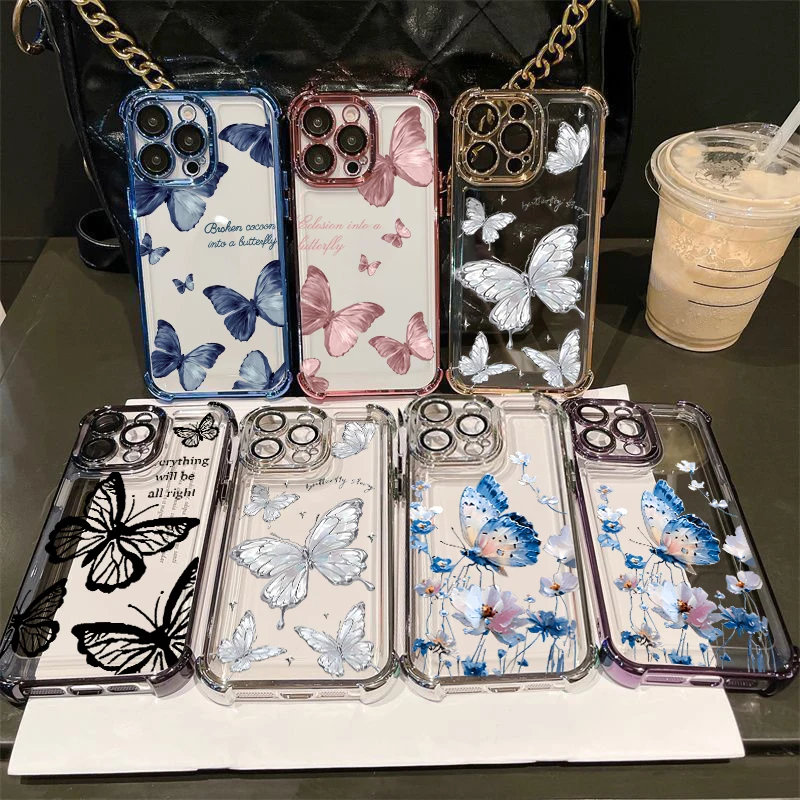 Trendy Butterfly Plating Airbag Soft Phone Case