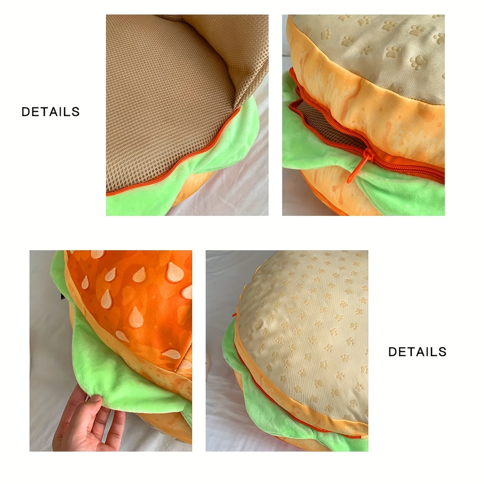 Realistic Burger Pillow Cushion-Fun Prank Gift Office Chair Pad Cheeseburger Pillow Hamburger Plushie Pillow Toys Gift For Kids images - 6