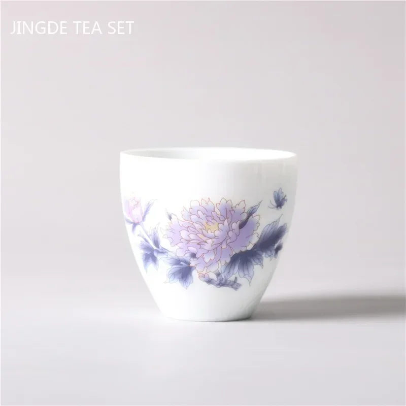 4pcs Color Changing Ceramic Teacup Handmade White Porcelain Master Cup Portable Personal Single Cup Tea Set Accessories