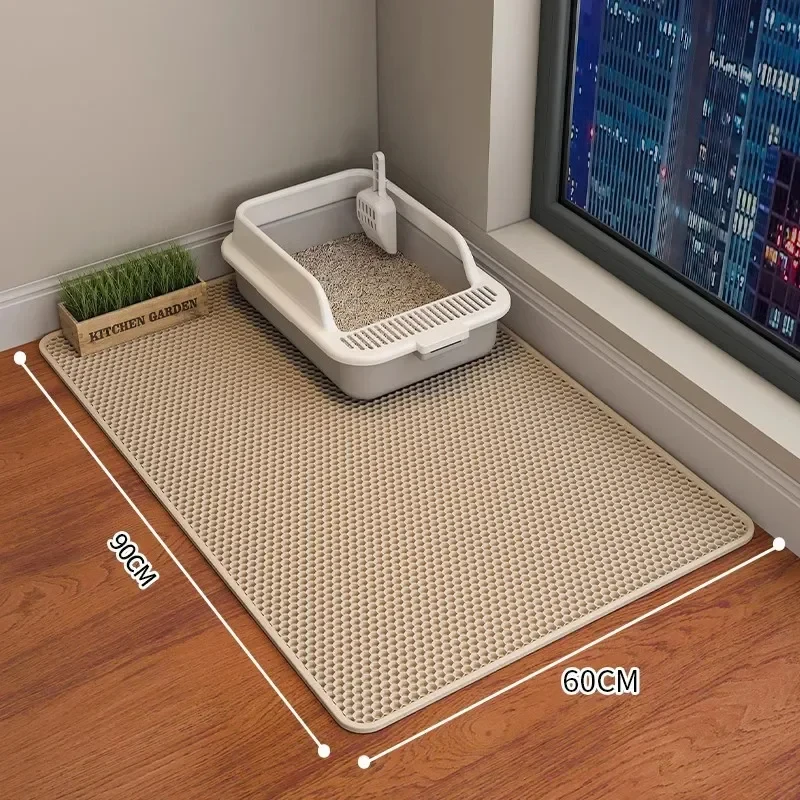 Waterproof Double Layer Nonslip Washable Cat Litter Mat (90x60cm)