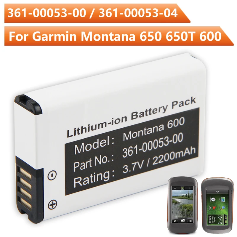 

New Replacement Battery 361-00053-00 For Garmin Montana 650 650T 600 VIRB GPS 361-00053-04 Rechargable Batteries 2200mAh