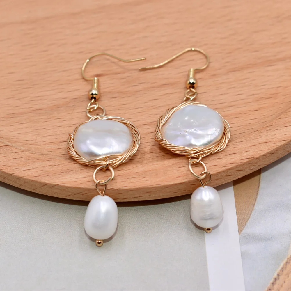 

Simple Natural Pearl Earrings Baroque Style Simple Korean Version of The Wmen's Color-preserving Earrings for Women