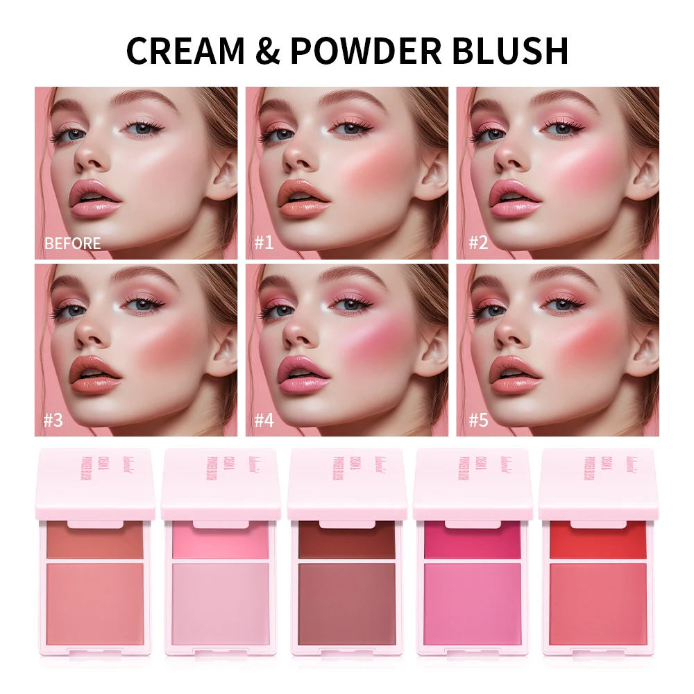 Blush Juvia's Cream Powder Matte Blush Makeup Rose Pan Long-lasting Wearing High Pigment Natural Matte Blush Duo Cosmtics 6