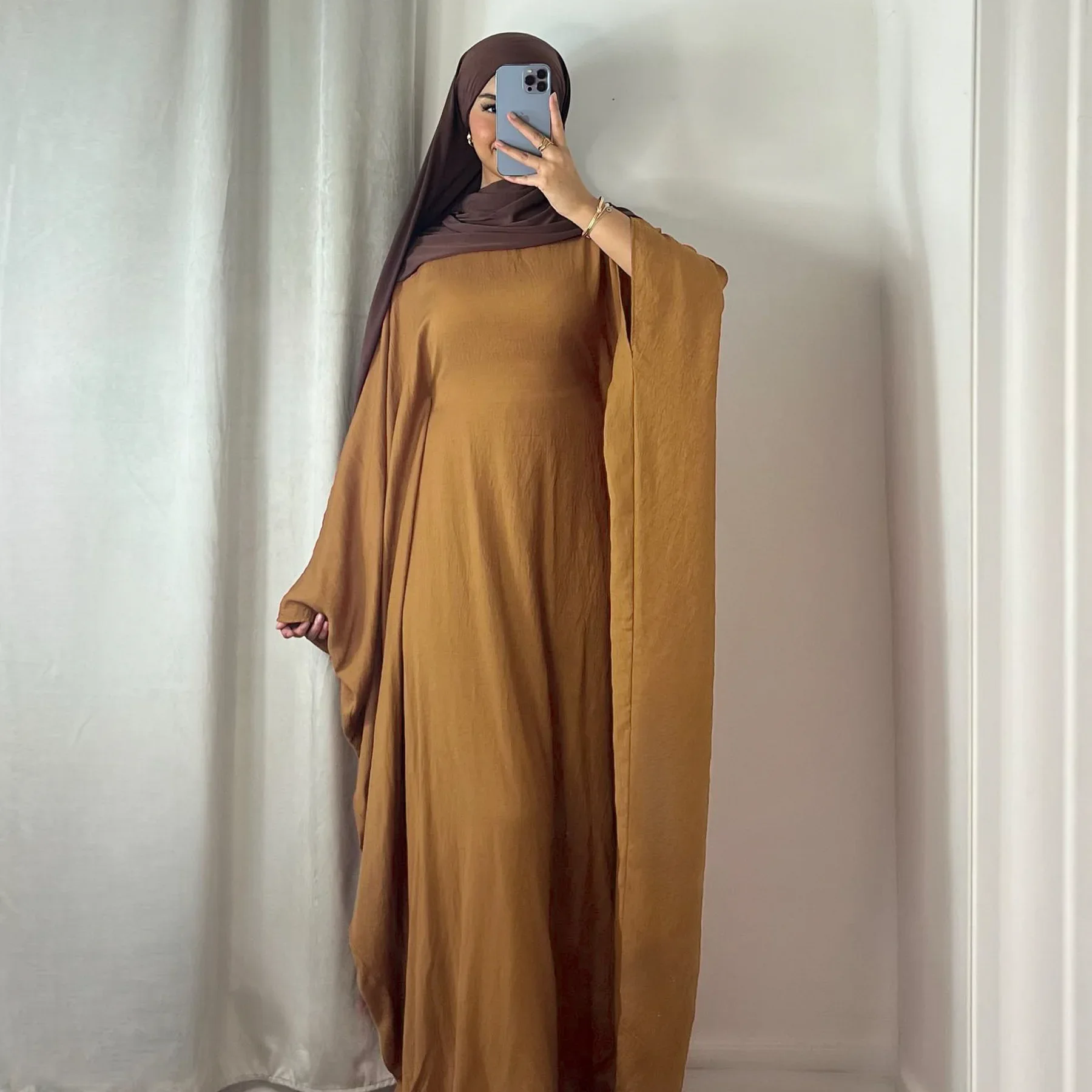 Eid Abaya for Women Butterfly Sleeve Muslim Hijab Dress Inside Belt Party Dresses Dubai Turkey Modest Ramadan Islamic Clothing