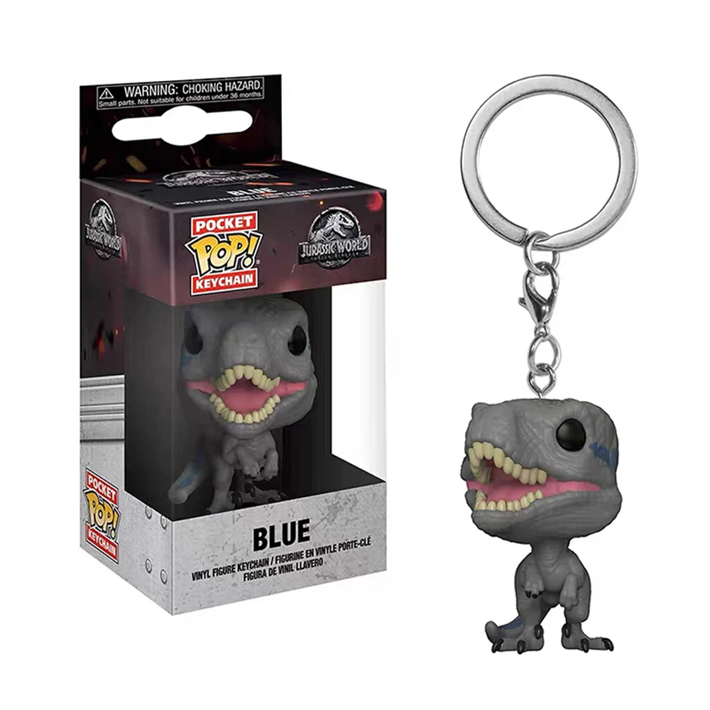 Jurassic Park Blue Velociraptor Keychain Vinyl FIGURE Action Collection Model DOLL KEYRING KEY CHAIN Children Toys