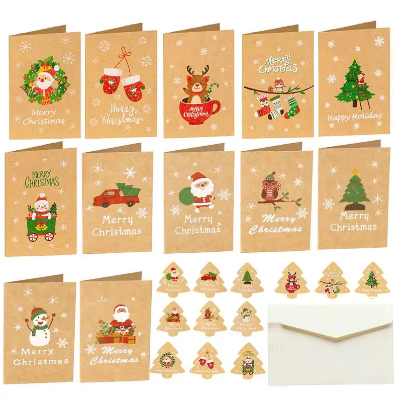 

Kraft Greeting Cards With Envelopes For Christmas 6PCS Blank Greeting Cards Sets Bulk Exquisite Winter Party Supplies For You To